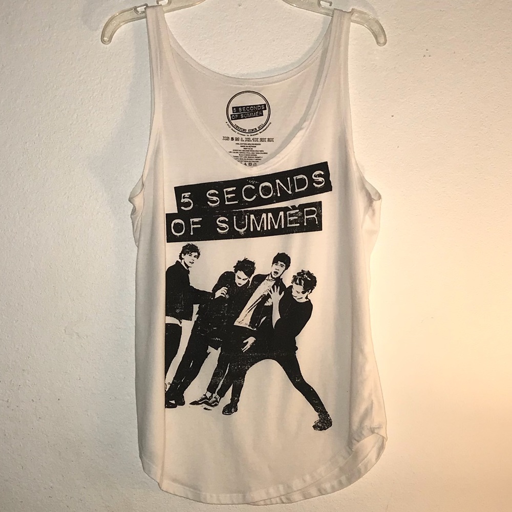 White 5sos Graphic Tank Top